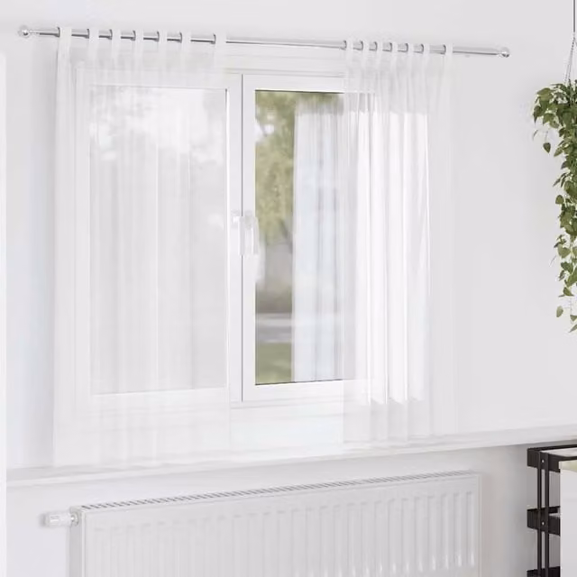 Berkfield Home White Transparent Voile Fabric Panel Curtains with Tabs, 2 Pack, W: 140 cm, H: 175 cm