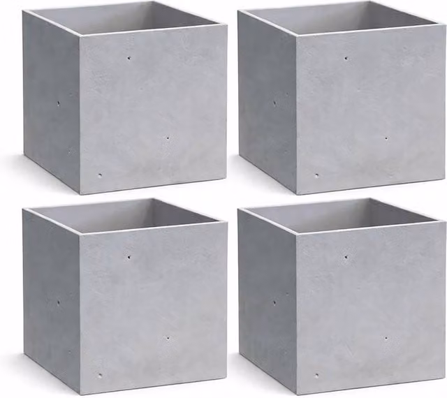 Keter 4-Piece Beton Cube Plant Pots in Grey Concrete Style, Square Tabletop Design – 1