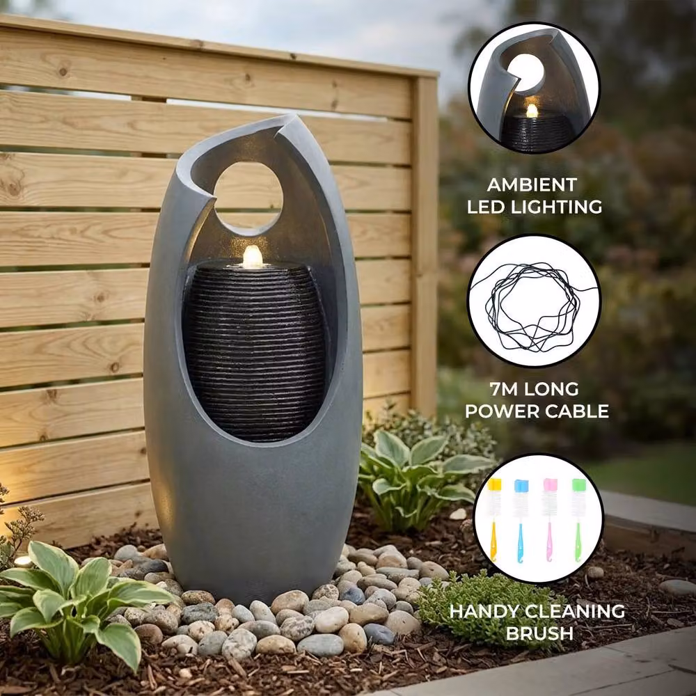 Monstershop Radiant Falls Electric Water Feature Cascade in Grey, W/D/H: 71.5 x 31.0 x 31.0 cm – 2