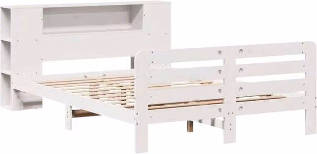 Berkfield Home King Size Solid Pine Bed Frame in White, W/D/H: 150 x 200 x 82 cm – 1