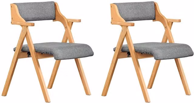 SoBuy Grey Folding Dining Chair with Padded Fabric Cushion and Solid Wood Frame – 1