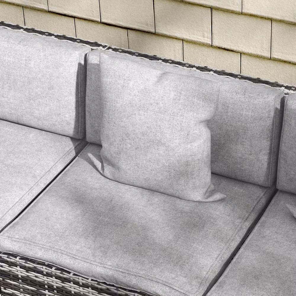 STILVORA 7-Piece Modern Sofa Set with Glass-Top Table in Grey – 6