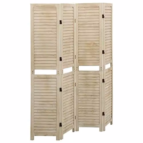 vidaXL 4-Panel Vintage Paulownia Wood Room Divider, Brown/Beige, W/H: 140 x 165 cm