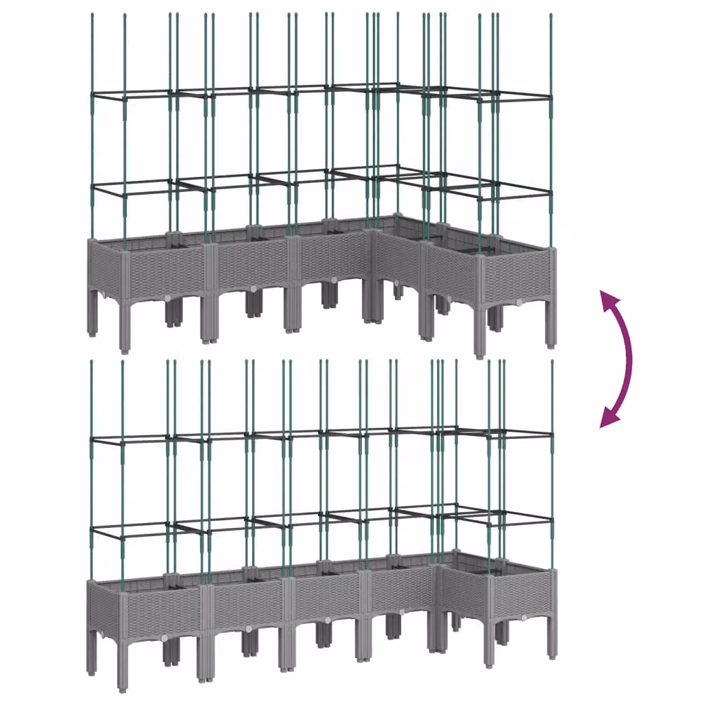 Berkfield Home Garden Planter with Trellis in Light Grey, W: 160 cm, D: 120 cm, H: 142.5 cm – 3