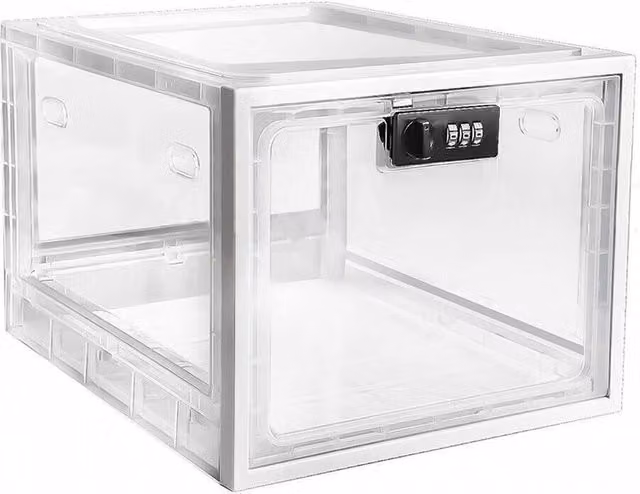 SPETLEK White Transparent Lockable Refrigerator Safety Medicine Box, W: 5 cm, D: 5 cm, H: 50 cm