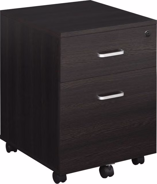 Rolipo 2-Drawer Lockable Mobile Filing Cabinet with Castors, Black – 1