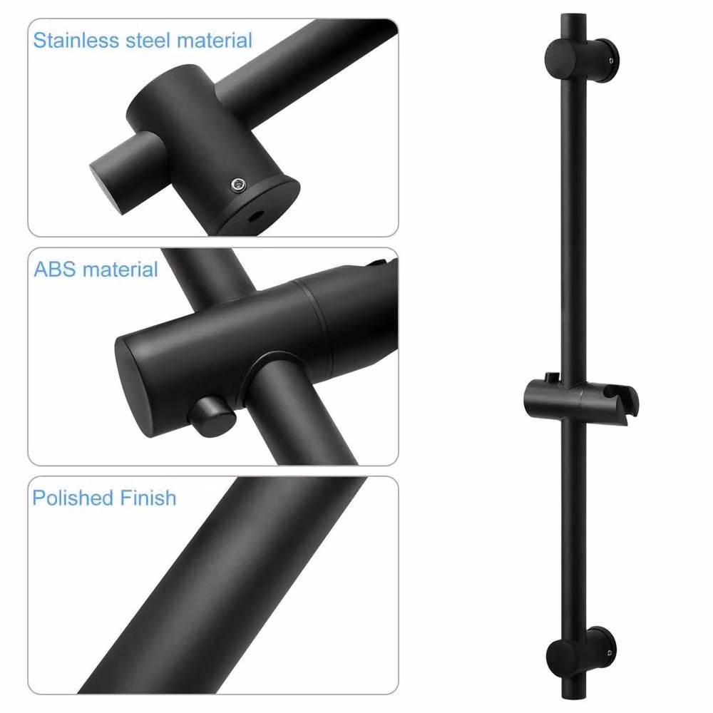 KORVIXA Matt Black Stainless Steel Adjustable Shower Riser Rail, H: 80 cm, W: 50 cm – 3