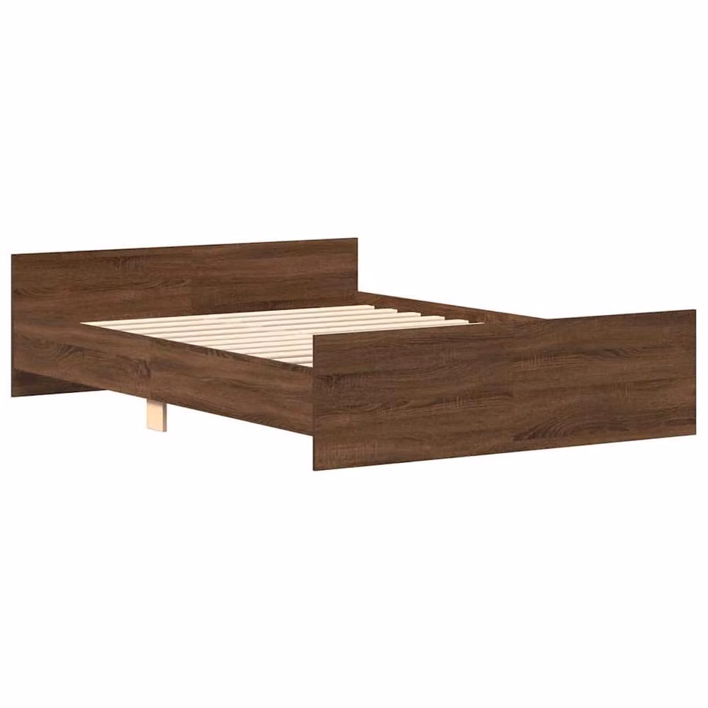 Berkfield Home Bed Frame with Headboard and Footboard in Brown Oak, W/D/H: 140 x 200 cm – 3