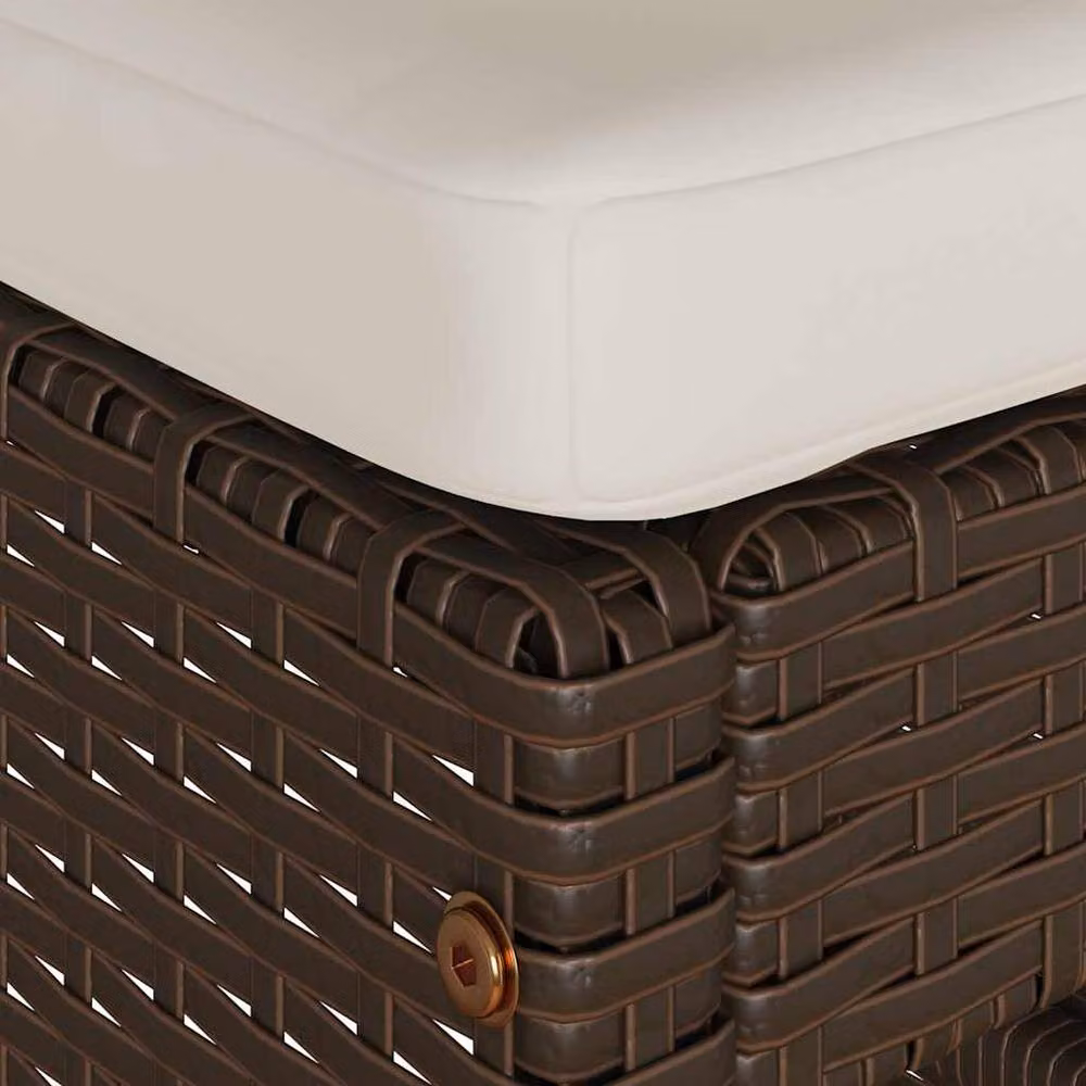 Berkfield Home Set of 4 Brown Poly Rattan Garden Bar Stools with Cushions – 5