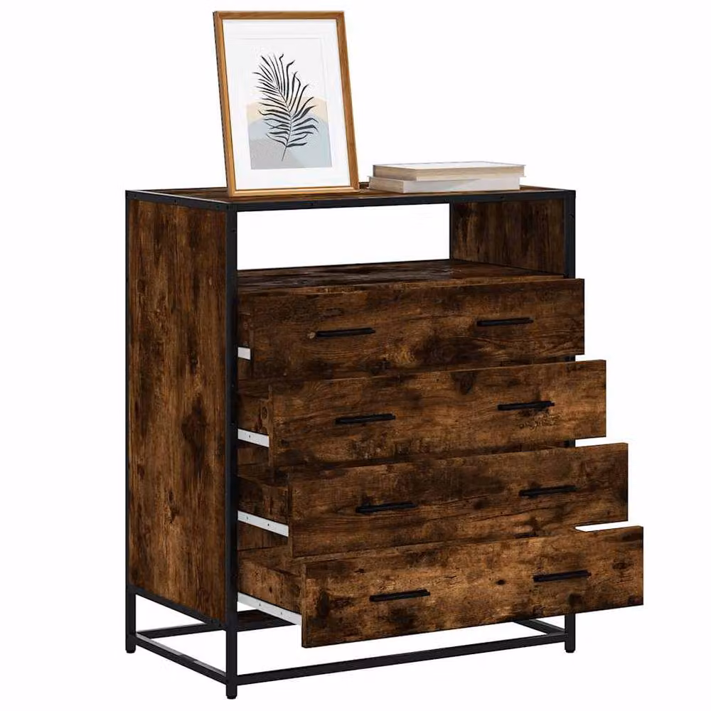Berkfield Home Drawer Cabinet in Smoked Oak Brown, W/D/H: 70 x 41 x 83.5 cm – 2