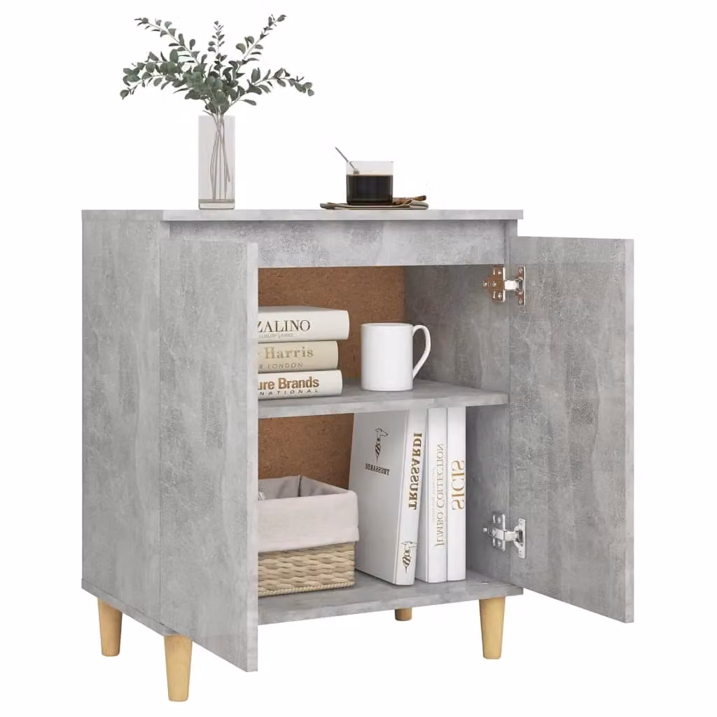 Berkfield Home Sideboard in Concrete Grey with Solid Wood Legs, W/D/H: 60 x 35 x 70 cm – 2