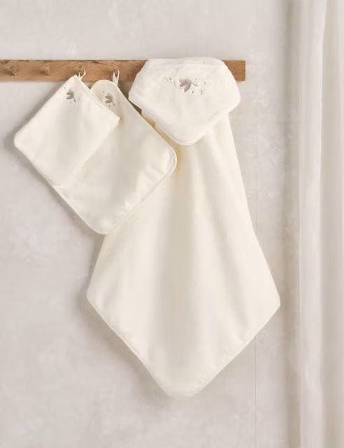 Mamas & Papas 3-Piece Fluffy Pure Cotton Towelling Set in Cream
