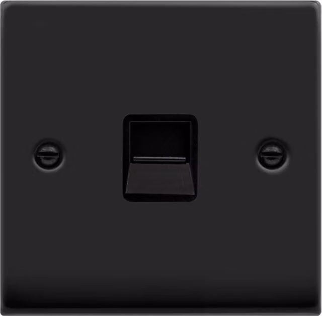 SE HOME Matt Black Secondary Telephone Single Flush Socket Plate