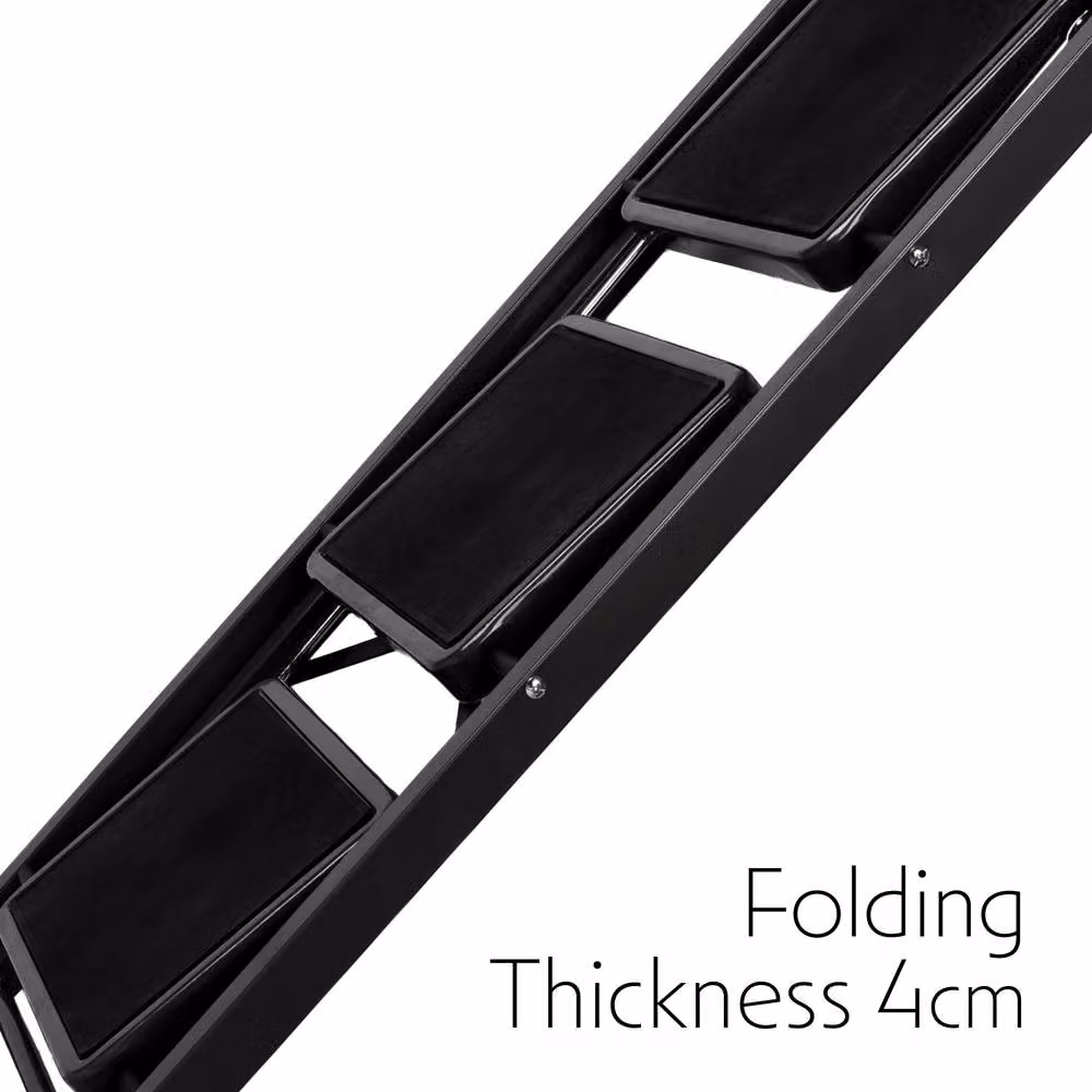 Futura 3 Step Black Heavy-Duty Steel Folding Step Ladder with Rubber Feet – 4