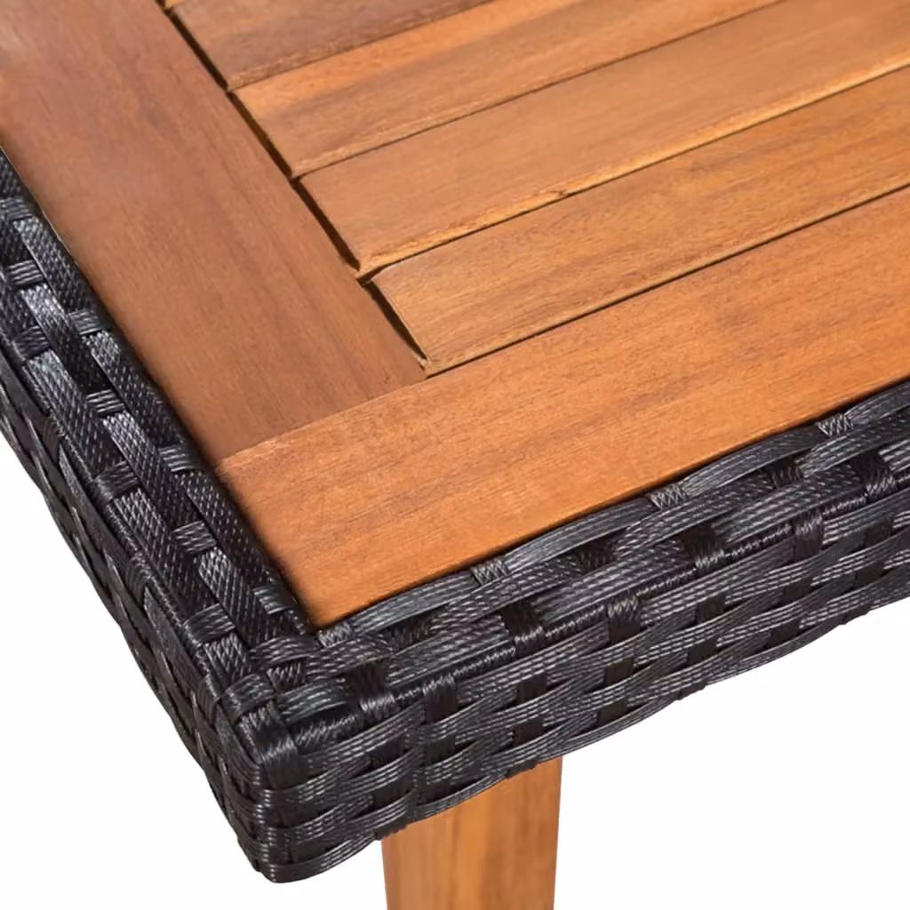 Berkfield Home 5 Piece Outdoor Dining Set in Black and Brown Poly Rattan with Acacia Wood – 2