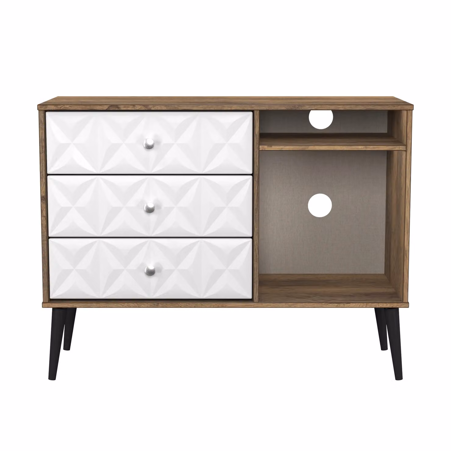 Ready Assembled 2 U Toledo 3 Drawer TV Unit in Dark Brown and Black with Metal Accents – 2