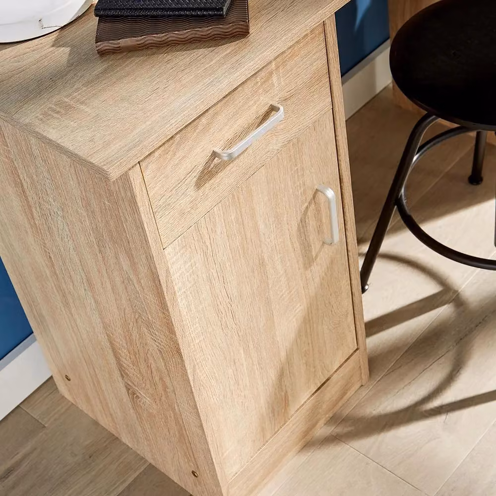 Home Source Tyler Compact Computer Workstation with 1 Drawer and 1 Door in Light Oak – 3