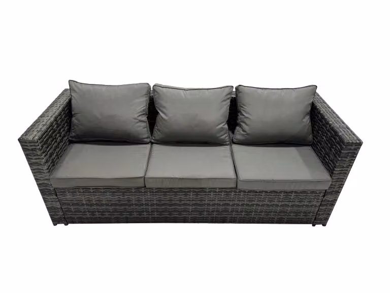 Fimous 4 Piece Modern Rattan Garden Furniture Corner Sofa Set in Dark Grey