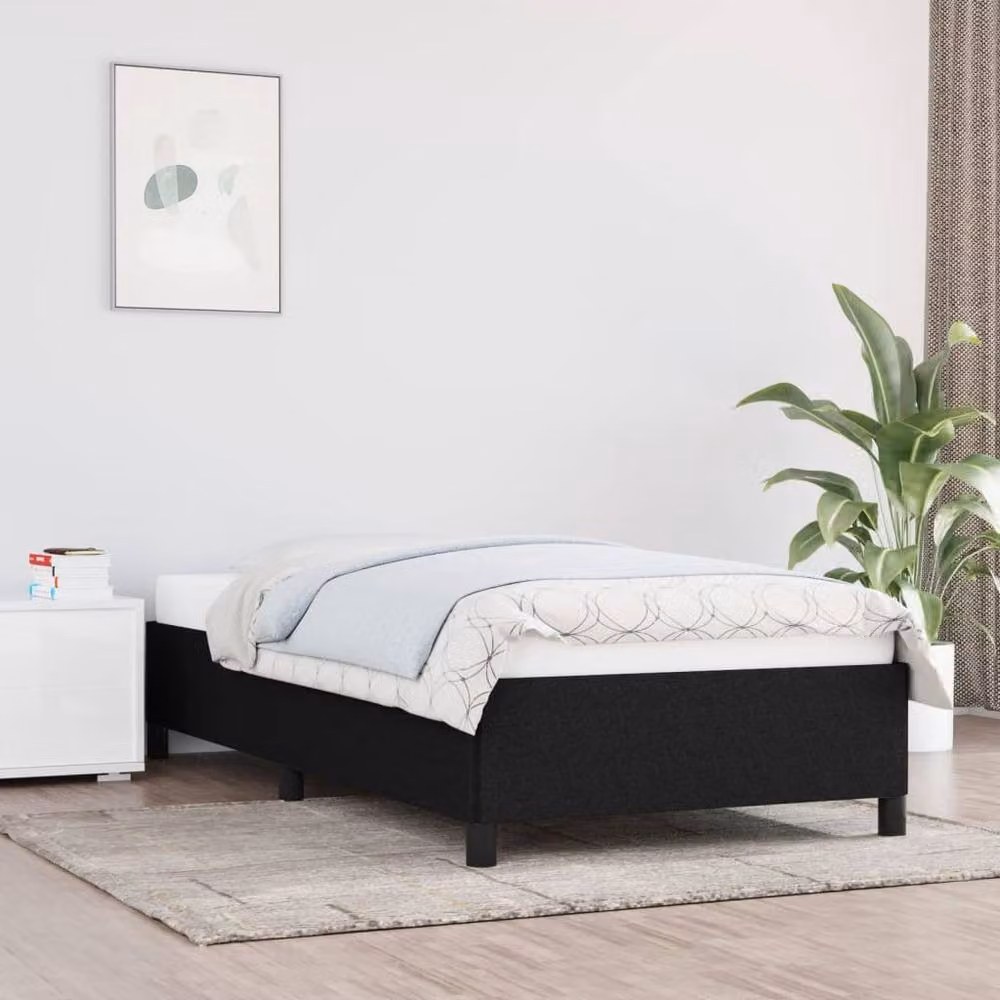 Berkfield Home Single Fabric Upholstered Bed Frame, Black, W/D/H: 90 x 190 cm – 2