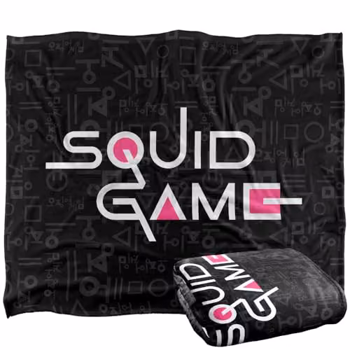 Netflix Squid Game Officially Licensed Silky Touch Super Soft Fleece Throw Blanket in White and Multicolour, W/D/H: 152 x 127 cm – 1