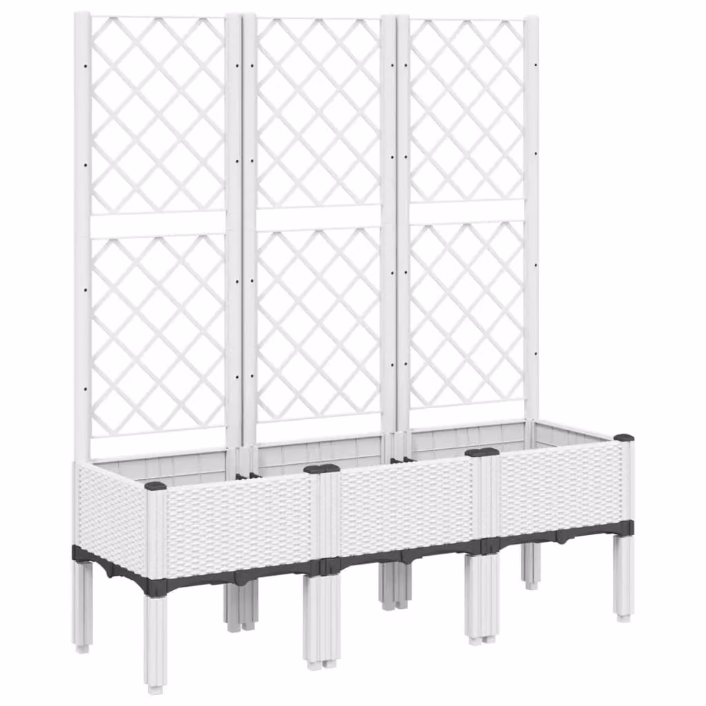 Berkfield Home Garden Planter with Trellis in White, W/D/H: 120 x 40 x 142 cm – 2