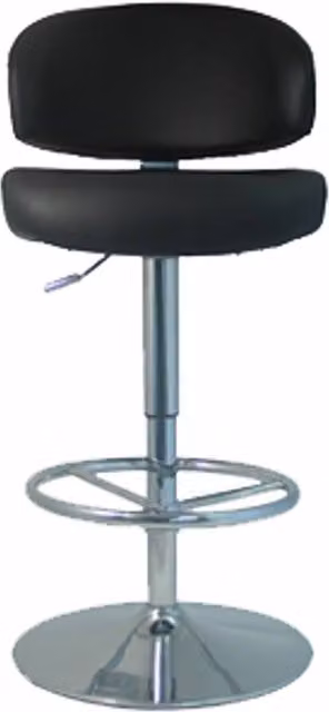 netfurniture Donay Adjustable Bar Stool in Black Faux Leather and Metal