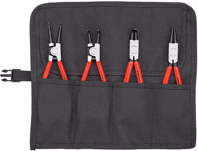 Knipex 4 Piece Red Circlip Pliers Set in Plastic Roll