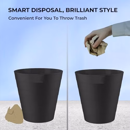MantraRaj 6L Round Plastic Waste Paper Bin in Black – 7