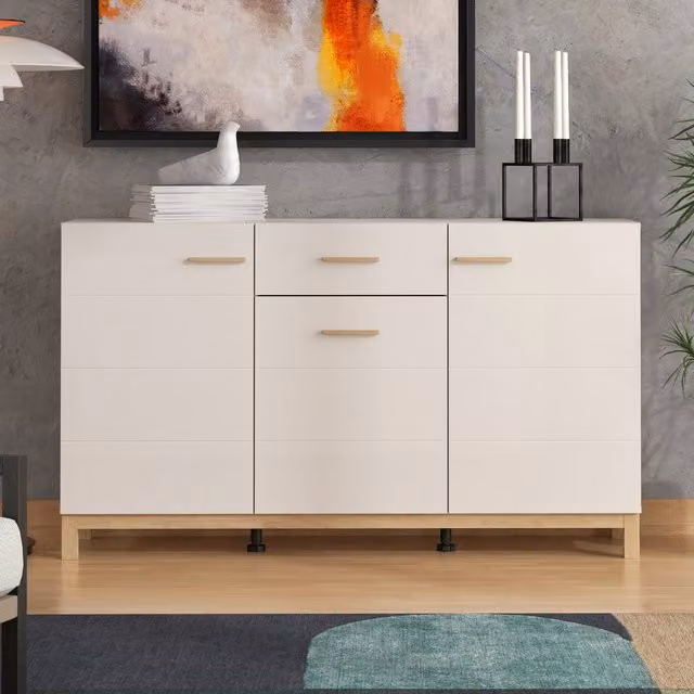 Dorel Home ESSEX Modern Freestanding Cabinet in Beige Cashmere Natural