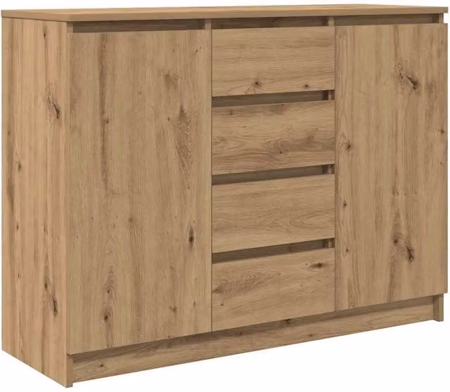 Berkfield Home Artisan Oak Sideboard with Drawers in Brown, W/D/H: 100.5 x 35 x 76 cm