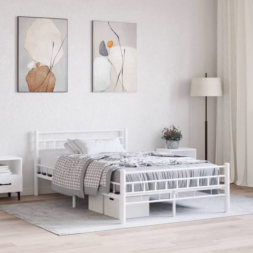 Berkfield Home Elegant White Metal Bed Frame W/D/H: 140 x 200 x 76 cm – 2