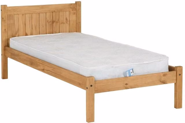 Seconique Maya 3ft Single Wooden Bed Frame in Distressed Waxed Pine, Brown/Sand – 2
