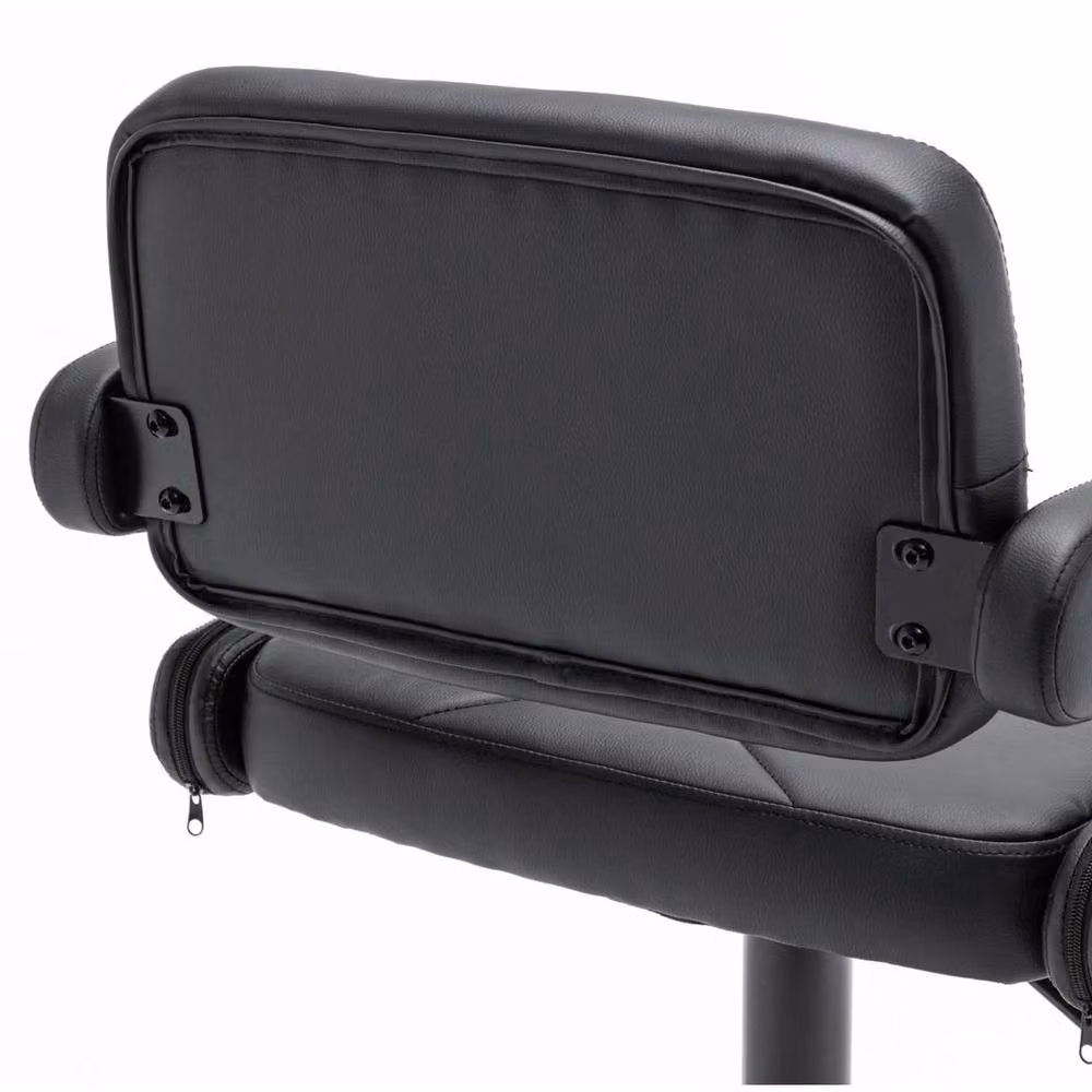 FLAVORA Black Plush Wide Seat Gas Lift Swivel Bar Stool with Armrests – 2