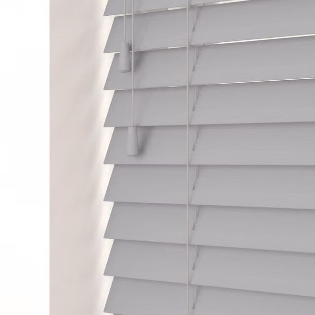NewEdgeBlinds Grey Faux Wood Venetian Blinds with Cord, Width: 50 cm