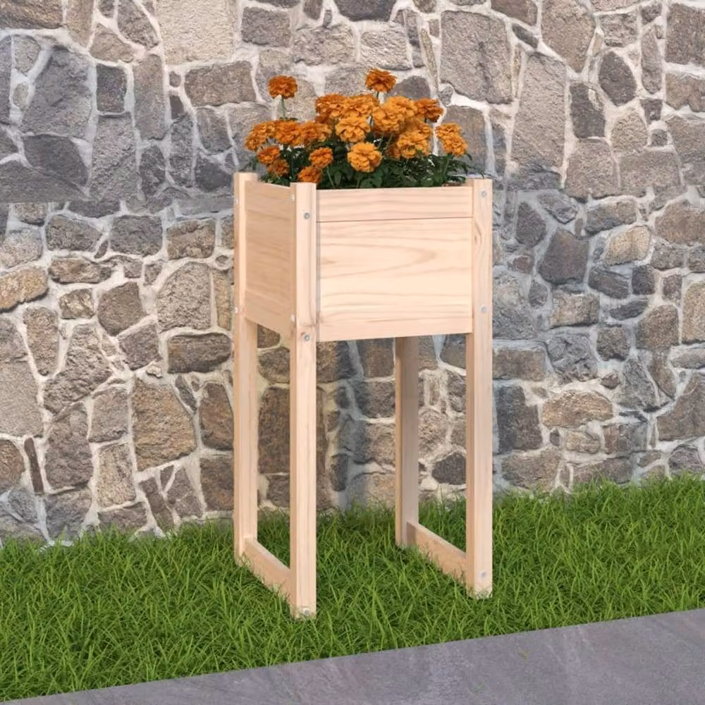 Berkfield Home Beige Solid Wood Pine Planter Tub W/D/H: 40 x 40 x 81 cm – 2