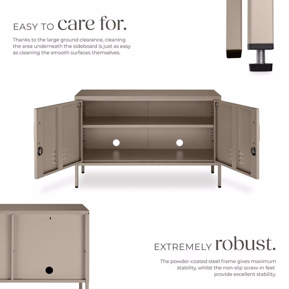 tectake Baker Sideboard in Beige with Magnetic Closure and Adjustable Shelf – 2