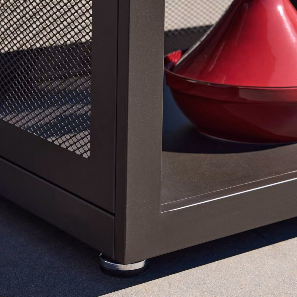 sweeek Outdoor Kitchen Steel and Wood Decor in Black, W: 80 cm, D: 25.5 cm, H: 110 cm – 5
