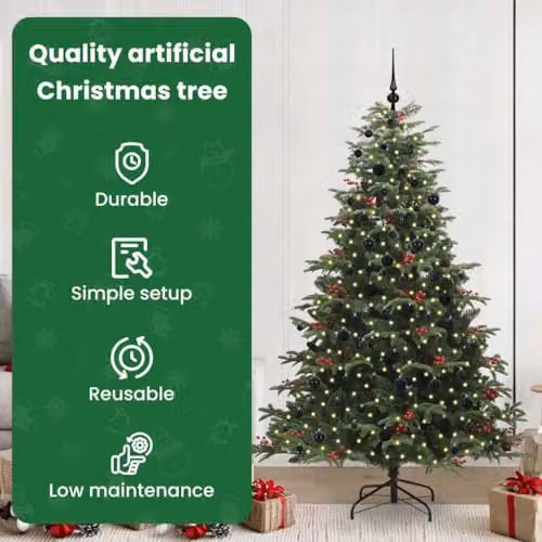 vidaXL Artificial Christmas Tree with 300 LEDs in Green, Height: 210 cm – 4