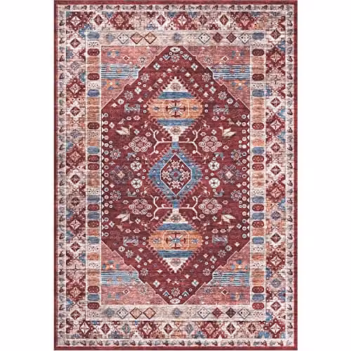 THE RUGS Atlas Collection Vintage Oriental Red Washable Non-Slip Polyamide Rug, W/D/H: 160 x 120 cm