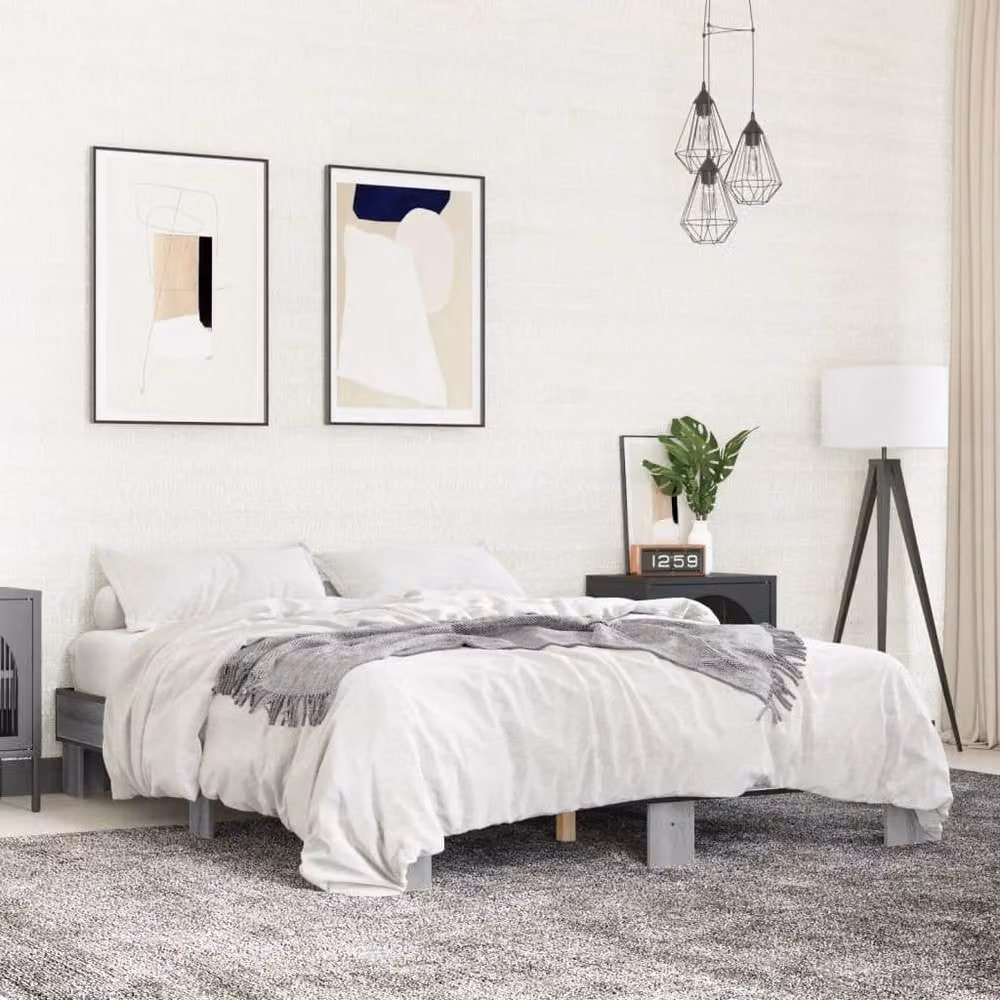 Berkfield Home Durable Bed Frame in Grey Sonoma, W/D/H: 150 x 203 x 30 cm – 2