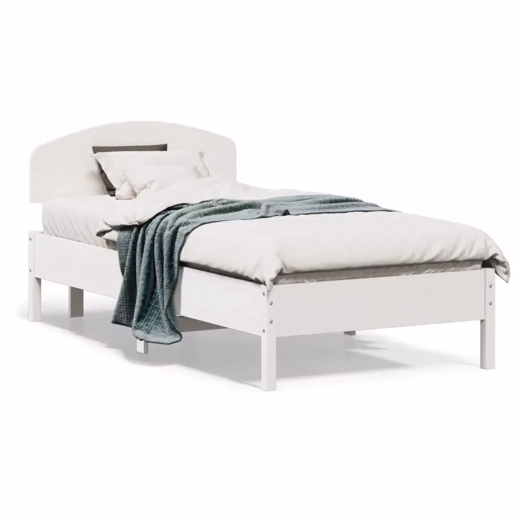 Berkfield Home Small Single Solid Wood Pine Bed Frame, White, W: 75 cm, L: 190 cm – 2