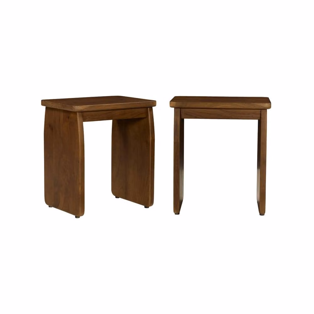 sweeek Set of 2 Acacia Wood Exotic Bedside and Side Tables in Dark Brown – 2