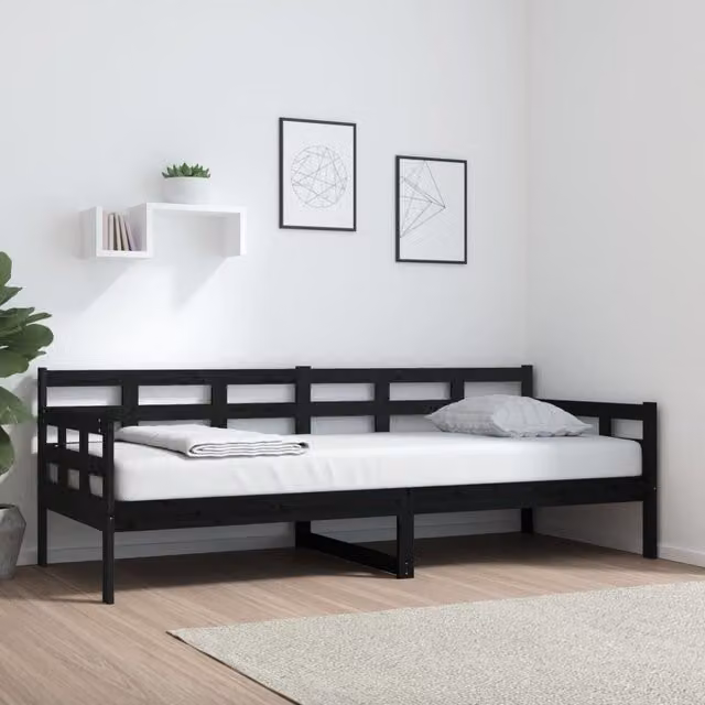 Berkfield Home Rustic Black Solid Wood Pine Day Bed W/D/H: 200 x 80 x 80 cm – 1