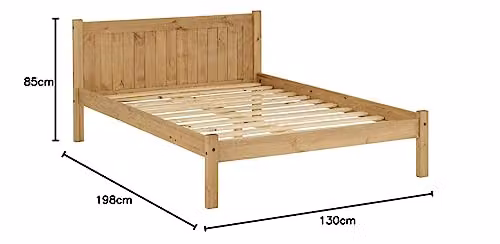 Seconique Maya Small Double Bed in Brown Waxed Pine, W/D/H: 120 x 200 x 130 cm – 2