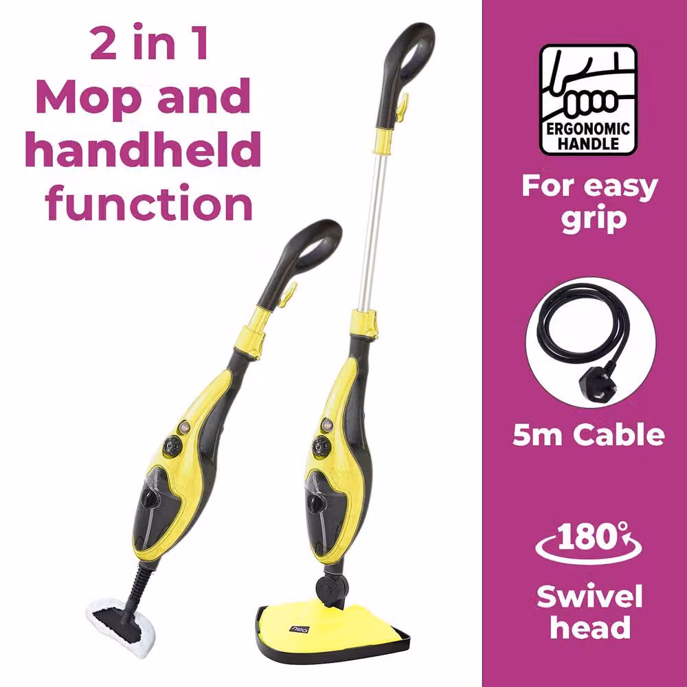 Neo 10 in 1 1500W Hot Steam Mop Cleaner and Hand Steamer in Yellow – 4