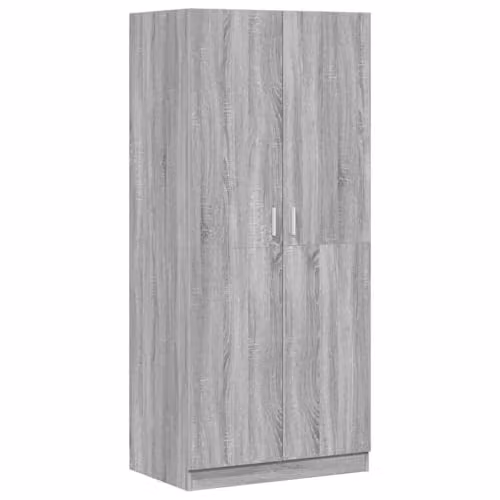 vidaXL Grey Sonoma Wardrobe with Hinged Doors, W/D/H: 80 x 50 x 180 cm