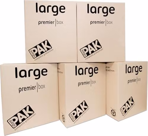 StorePAK Heavy Duty Large Double Walled Moving Boxes, Brown, 5 Pack