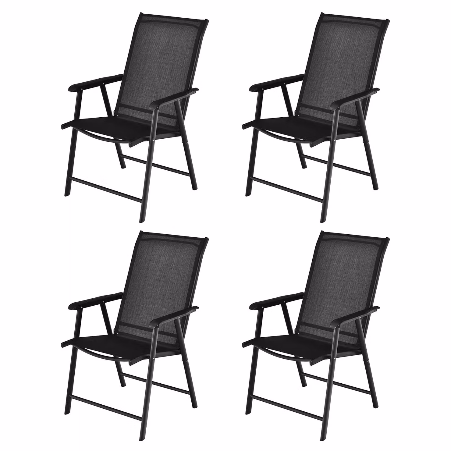 Costway Set of 4 Black Metal Folding Garden Chairs – 8