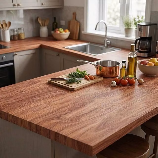 NESTLUNE Brown Wood Grain Kitchen Worktop Covering, 10m Length