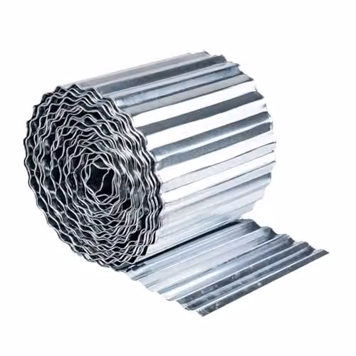 Nicoman Heavy Duty Corrugated Galvanised Steel Garden Edging Roll, Silver, Height: 16 cm, Length: 6 m